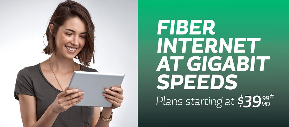 Woman Smiling at Gigabit Speeds